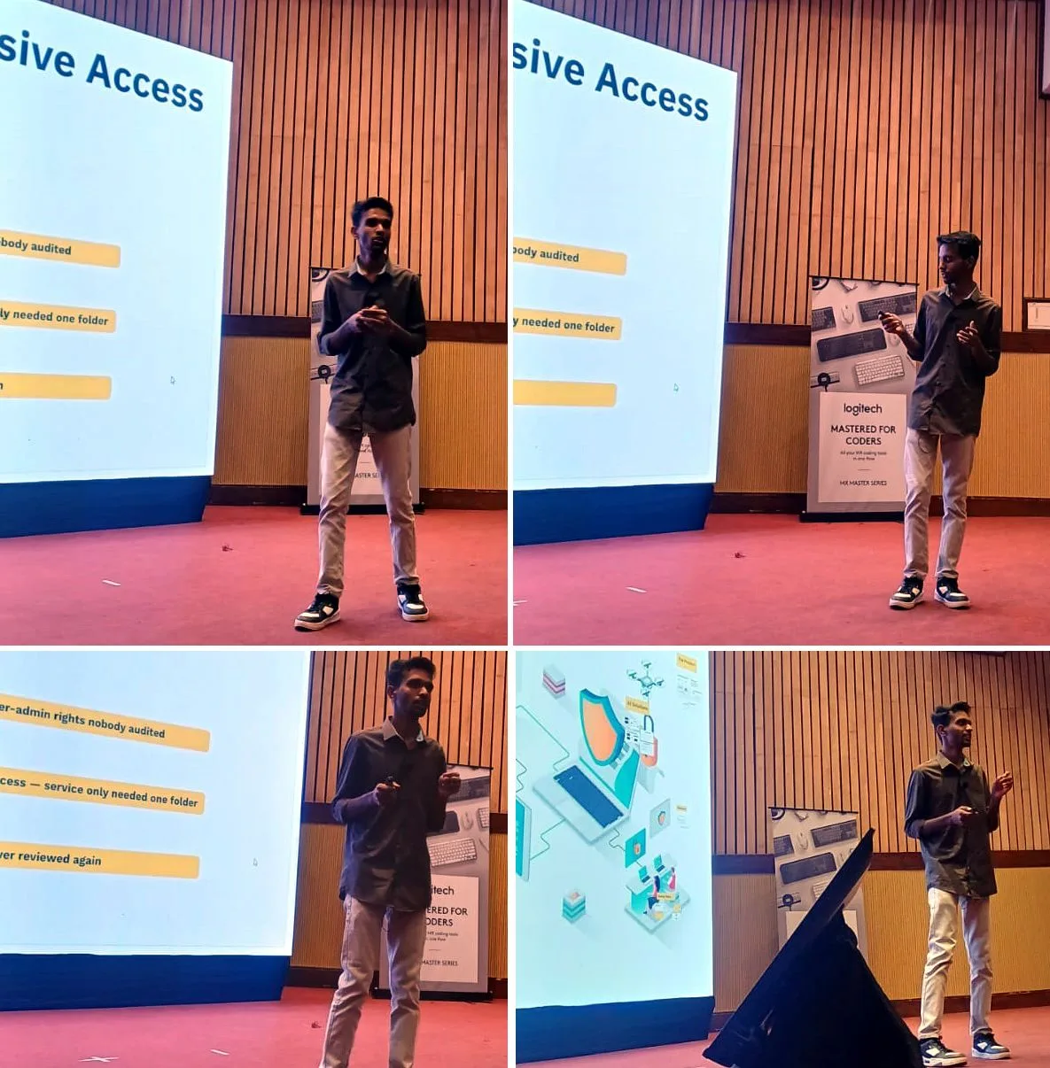 C Sarath Babu presenting at AIDevCon India 2026, on the Excessive Access section about over-admin rights nobody audited