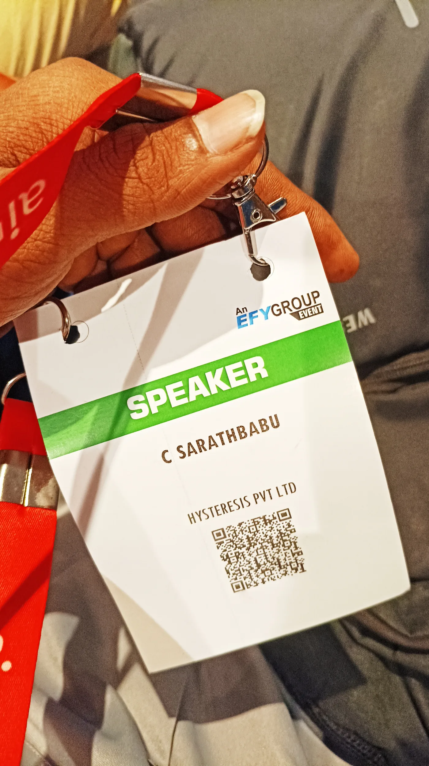 C Sarath Babu's AIDevCon India 2025 speaker pass, an EFY Group event