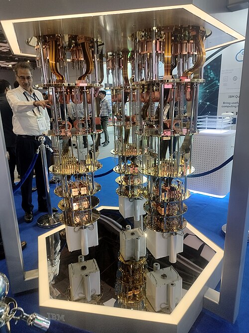 A replica of IBM's Quantum System Two, shown at the ITU World Telecommunication Standardization Assembly 2024 in Delhi