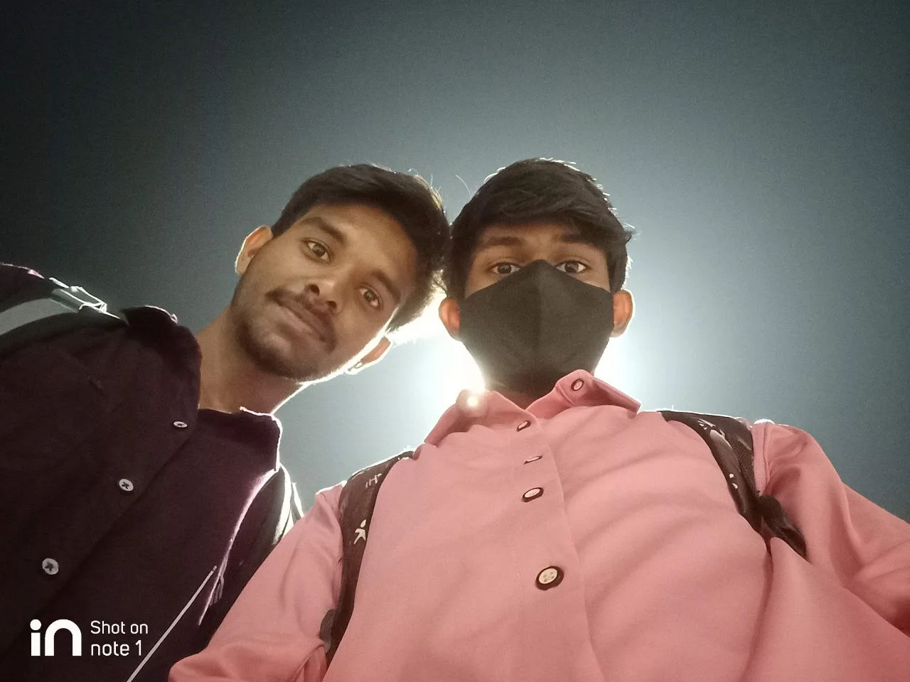 C Sarath Babu's writing on the APSCHE Student Innovation Award, 2023. Sarath and Pavan on arrival in Vijayawada at night